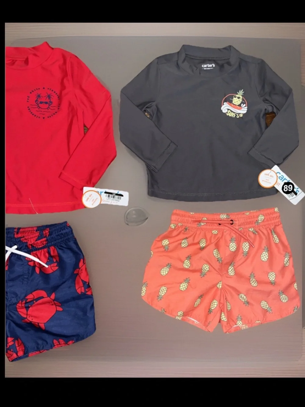 Carter's Toddler' 2pc Lobster With Rash Guard & Pineapple UV 50 Protection